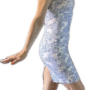 Floral Blue and White Women's Swim Dress